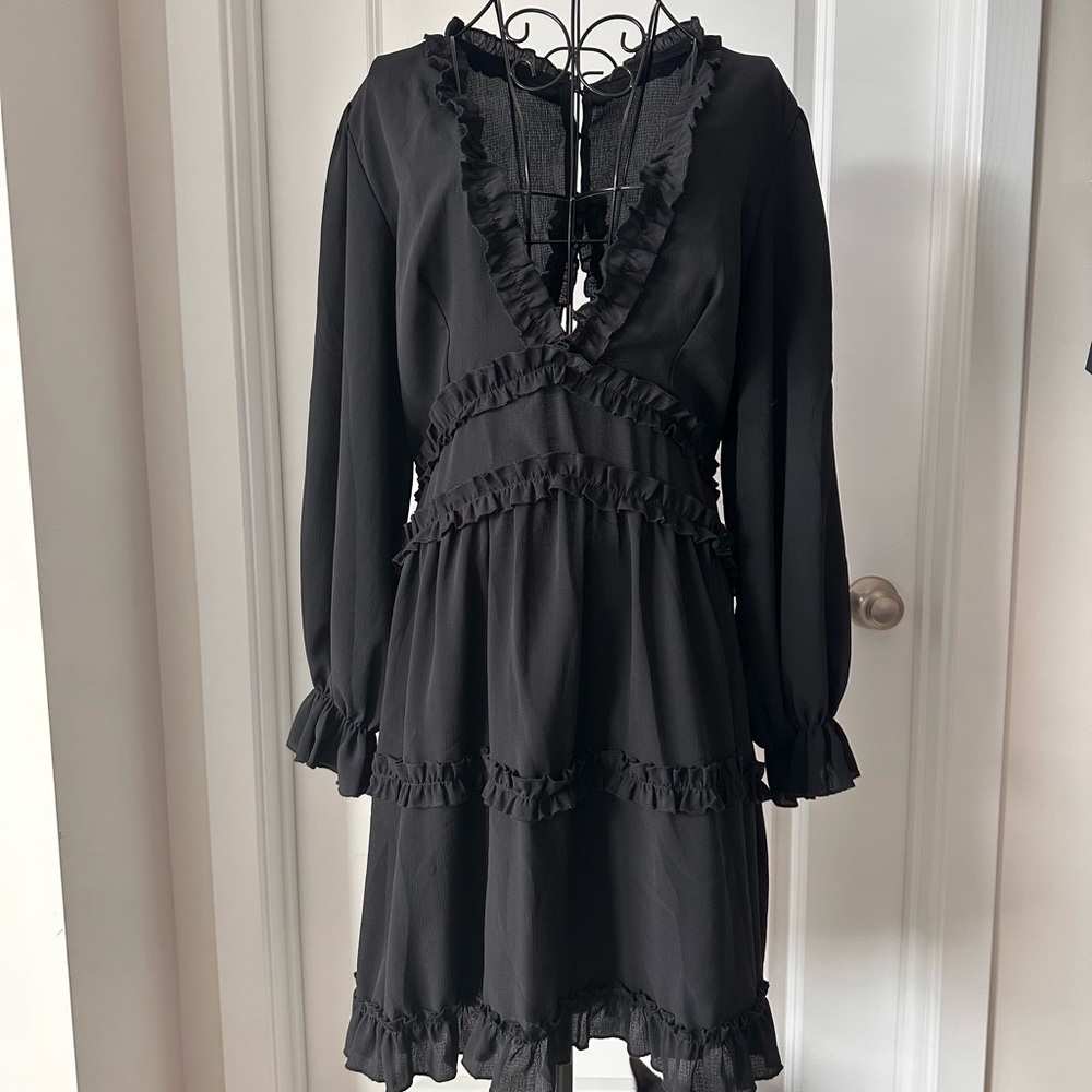Elegant Black Ruffle Dress